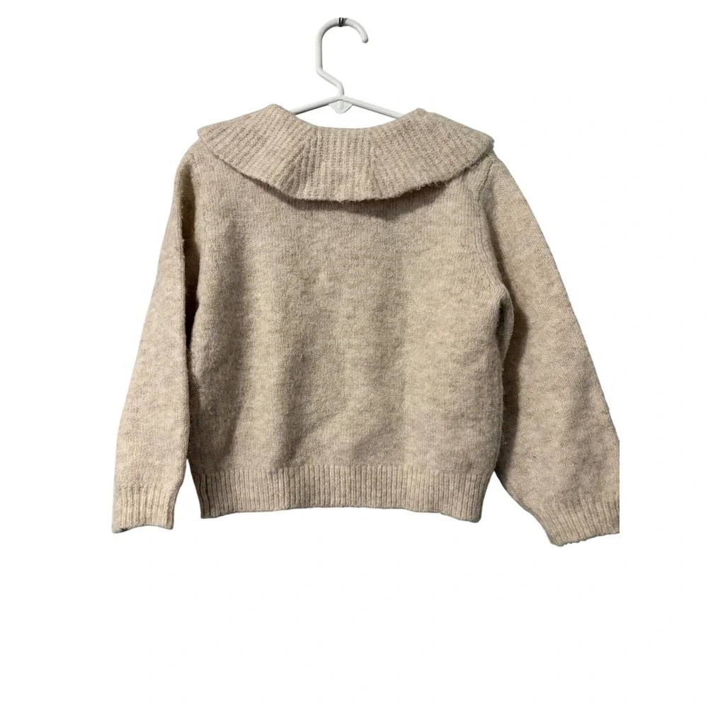 Zara Kids Girls Beige Knit Sweater Peter‎ Pan Collar Size 2-3 Years